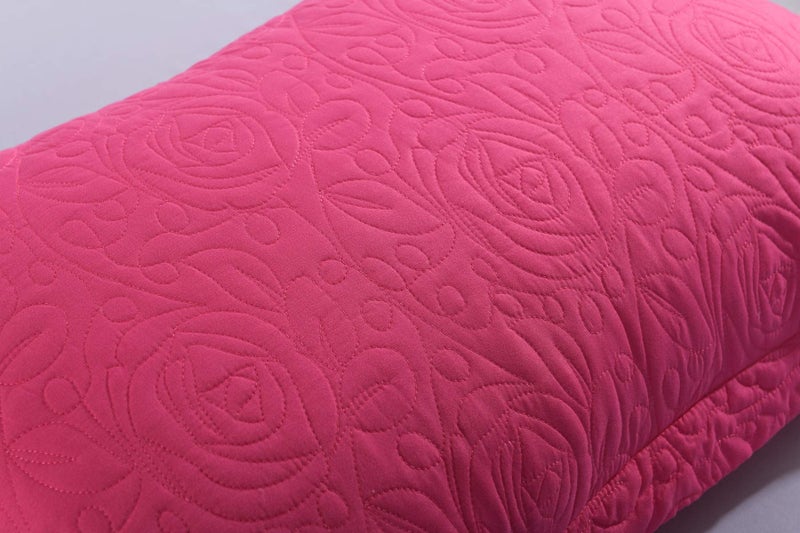 MarCielo 2-Piece Embroidered Pillow Shams, King Decorative Microfiber Pillow Covers Set, King Size (Hot Pink) - Image 3
